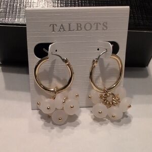 Talbots Gold and Cream Floral Earrings